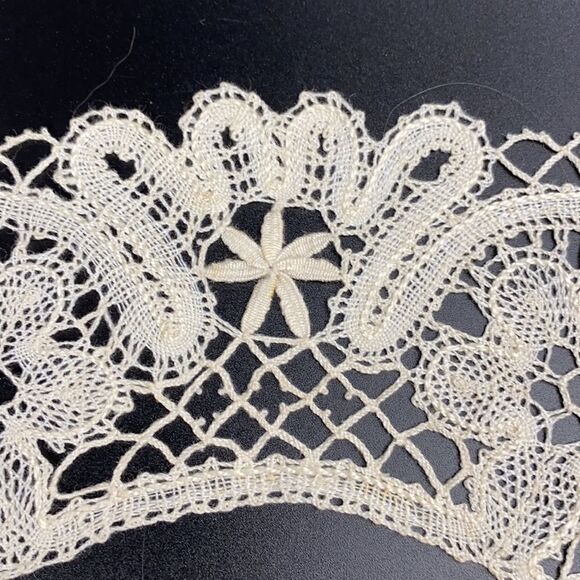Bobbin Lace Russian Vologda Collar Vintage Linen Ivory - Picture 3 of 9